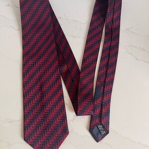 Salvatore Ferragamo Red and Black Chevron Tie
